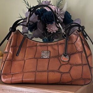 Dooney & Bourke Orange Croc-Embossed Shoulder Bag